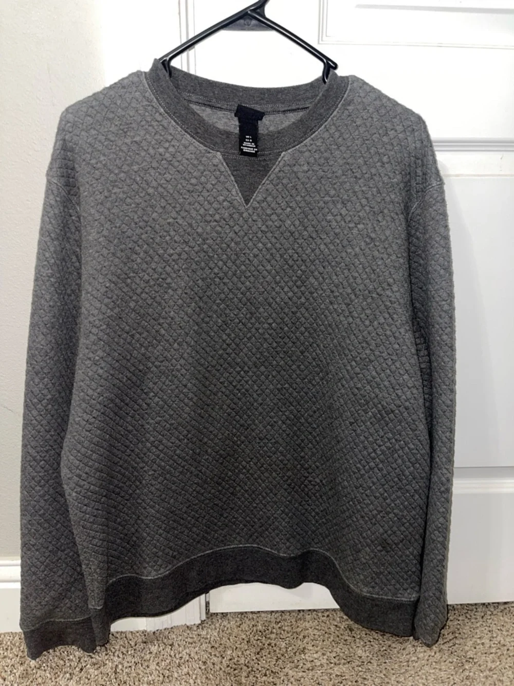 H&M Men's Quilted Crewneck Sweater - Gray